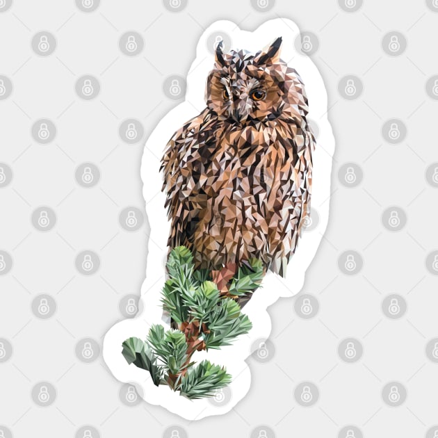 Long-eared owl Sticker by Renasingsasong